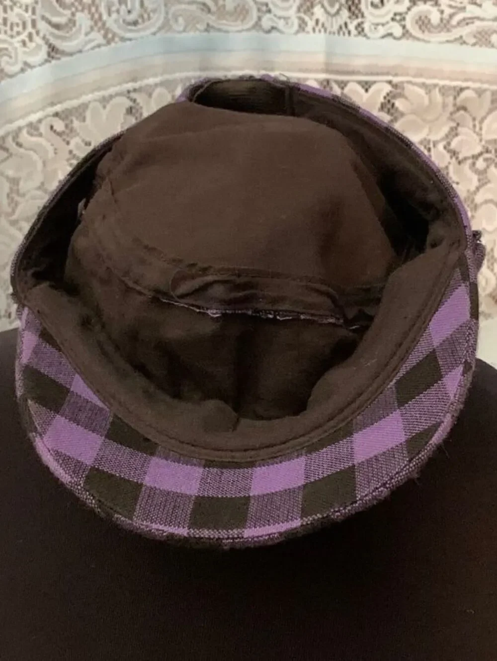Y2K Emo Plaid Hat Cadet Cap Newsboy Flat Top Grunge Skater